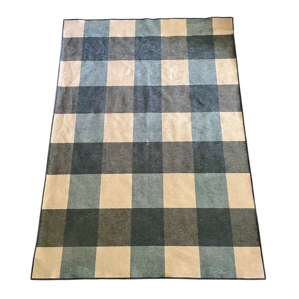 Ruggable Buffalo Plaid Blue Ivory Rug Discontinued 5 x 7